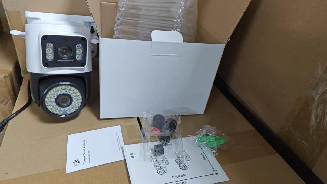 DZ.37二つ監視画面・パンチルト・夜間カラー 防犯カメラ 屋外 カラ[tzv]