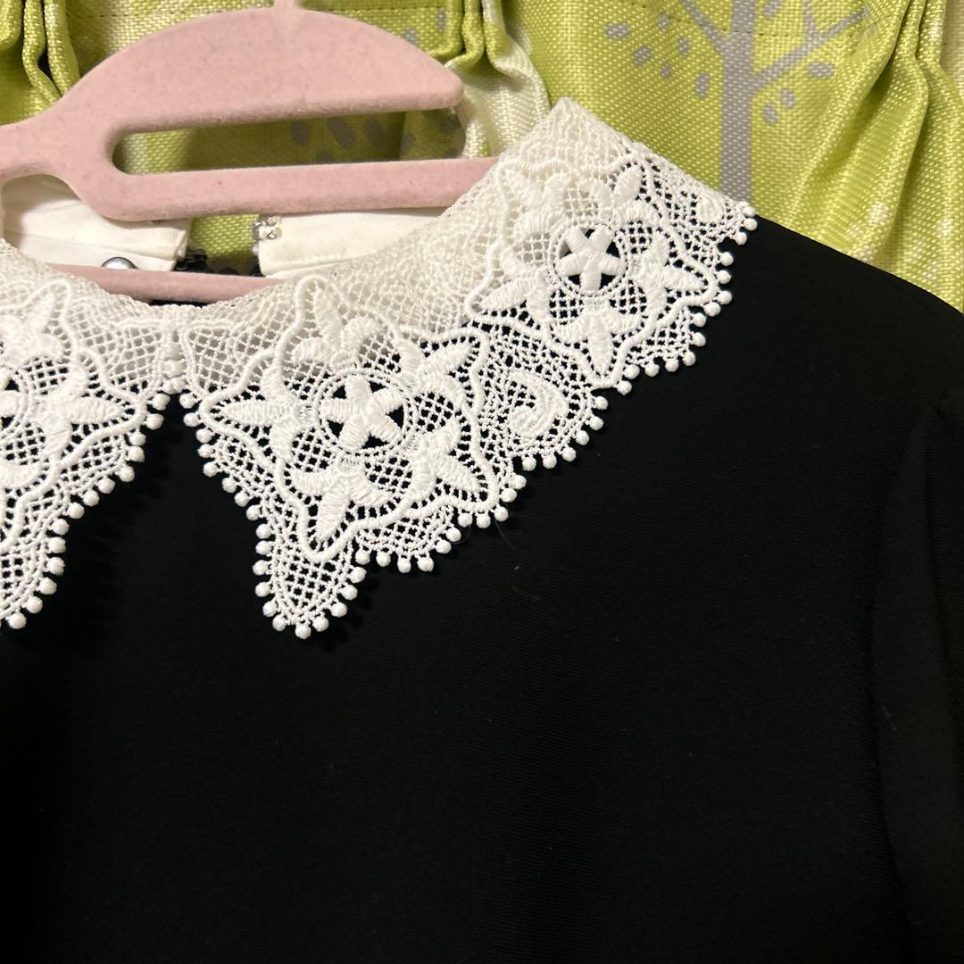 ANAYI 襟レース膝丈ワンピース