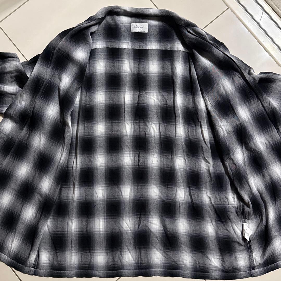 1960's復刻 TOWNCRAFT レーヨン100% 開襟シャツ 黒白