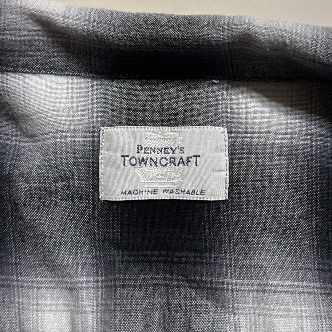 1960's復刻 TOWNCRAFT レーヨン100% 開襟シャツ 黒白