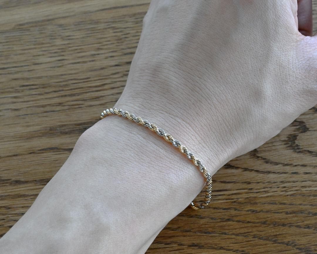 【新品】K18/Pt850 パイプロープブレスレット幅2.7mm長さ20cm