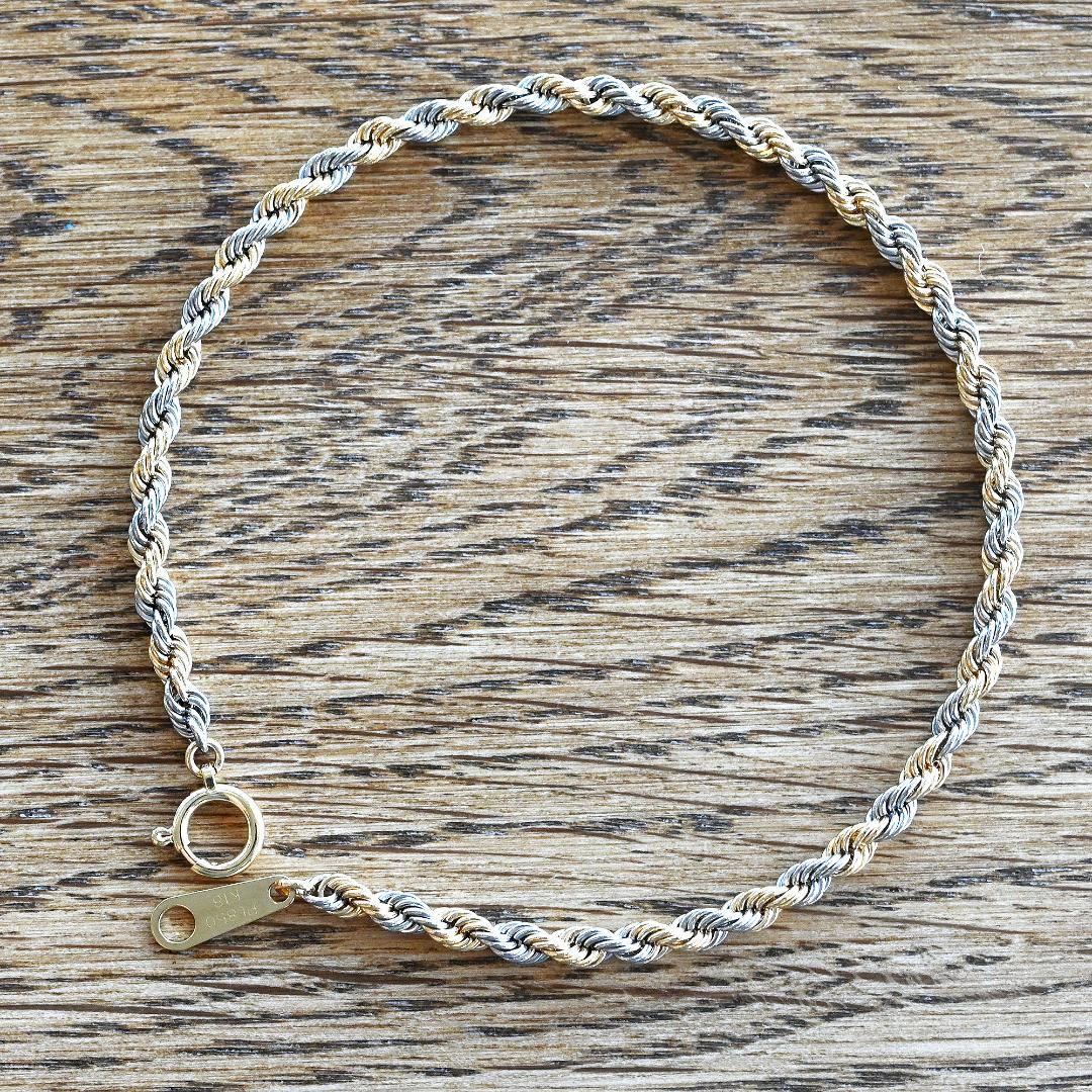 【新品】K18/Pt850 パイプロープブレスレット幅2.7mm長さ20cm