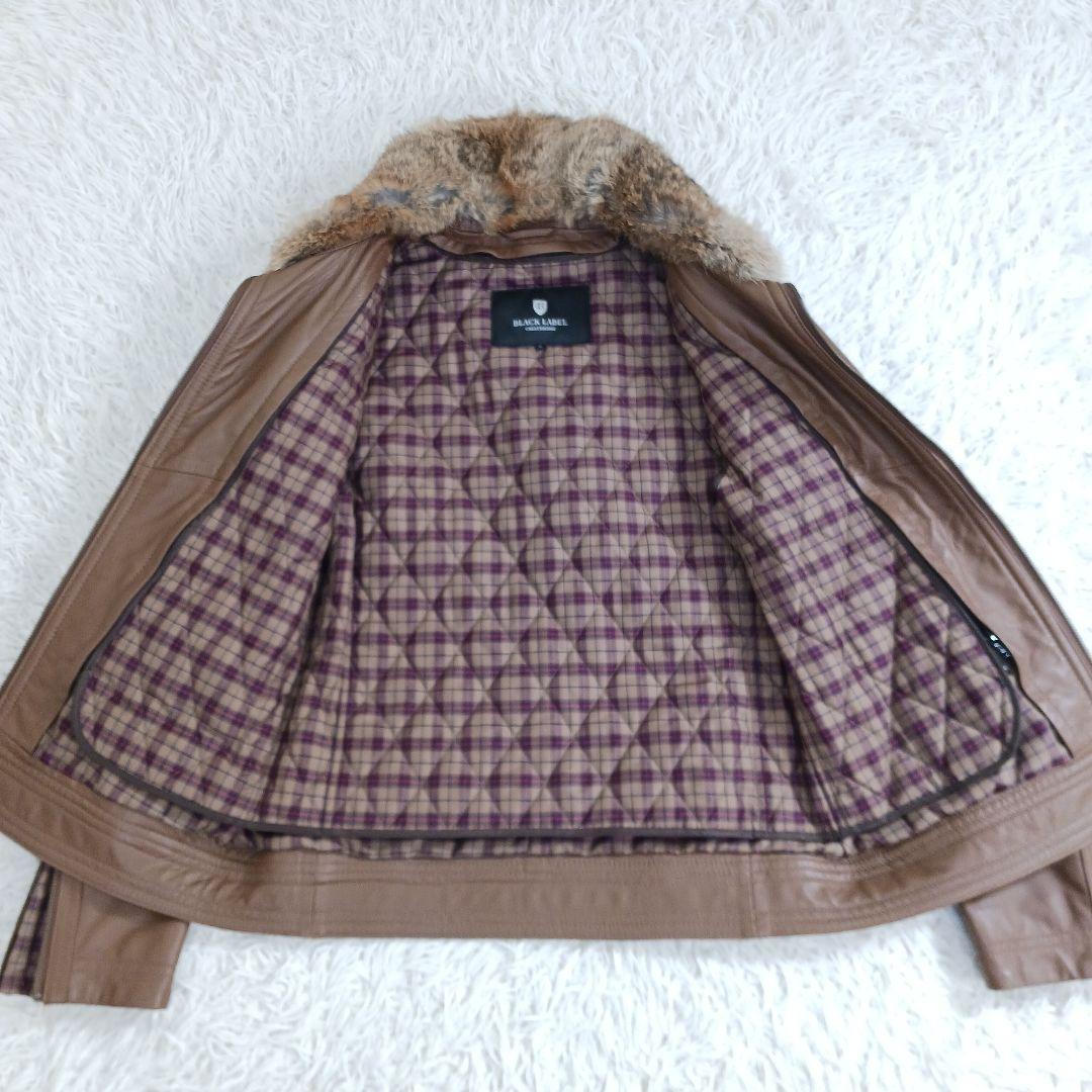 ✨良品✨ブラックレーベル レザーライダース ラビットファー キャメル サイズM