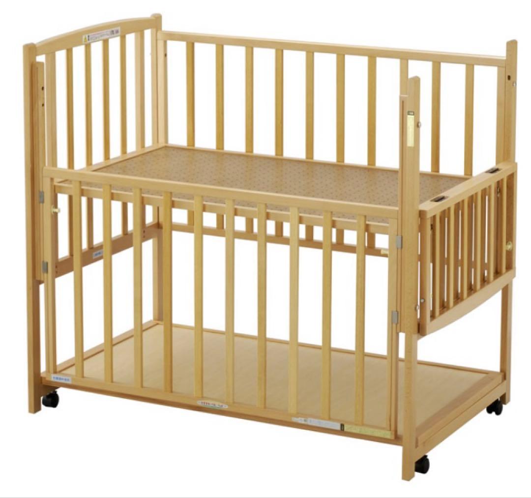 ハイタイプベビーベッド ツーオープン式｜板高さ調節可｜YAMASAKI製　すのこ