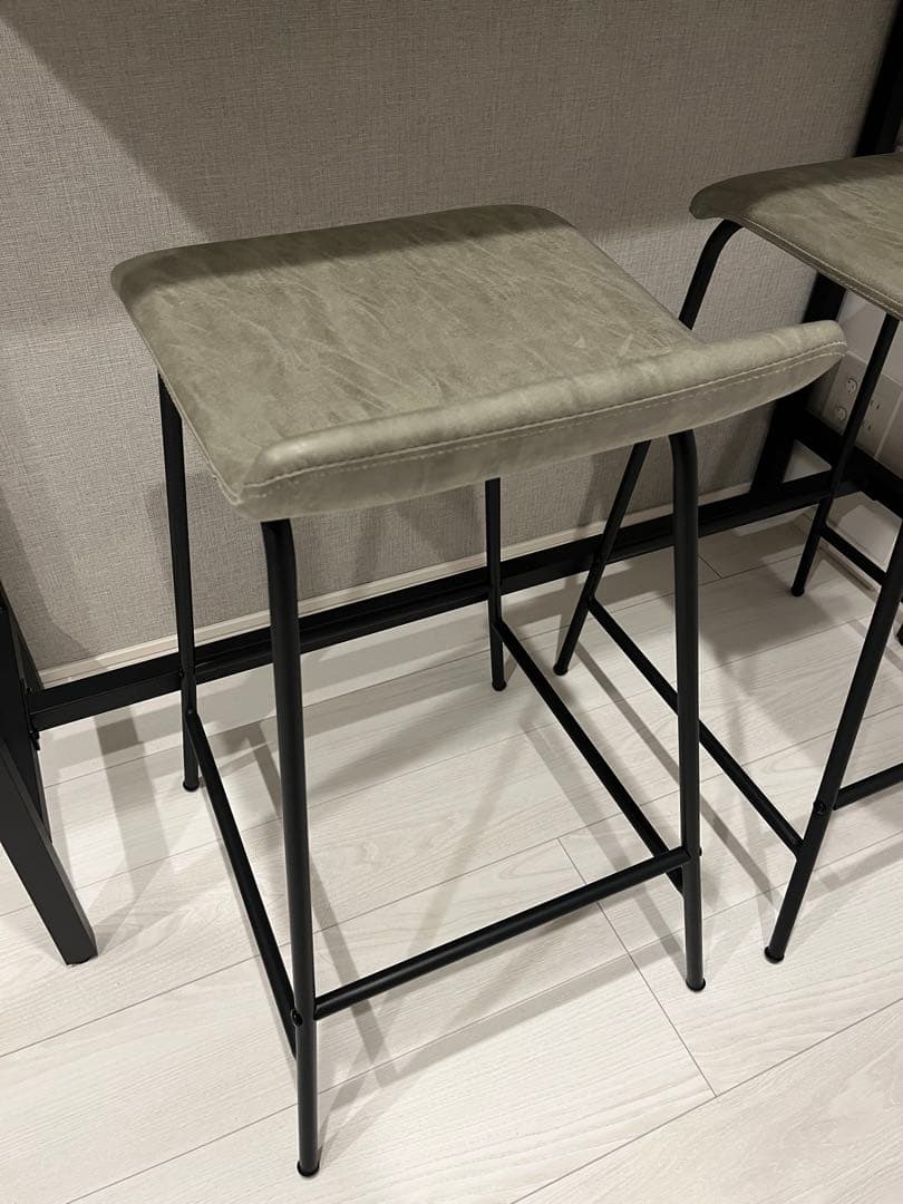 【2/7まで】【美品】カウンターテーブル ３点セット 大理石調