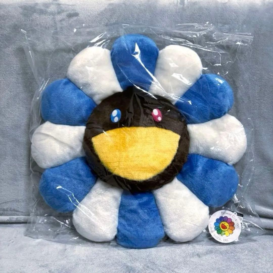 村上隆 お花 フラワー クッション 60cm ブルーブラウン カイカイキキ