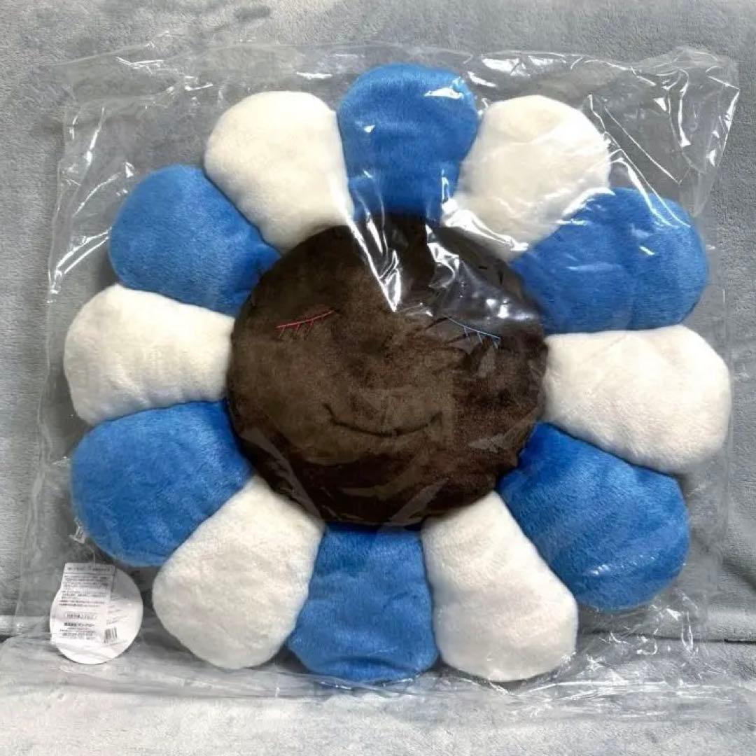 村上隆 お花 フラワー クッション 60cm ブルーブラウン カイカイキキ