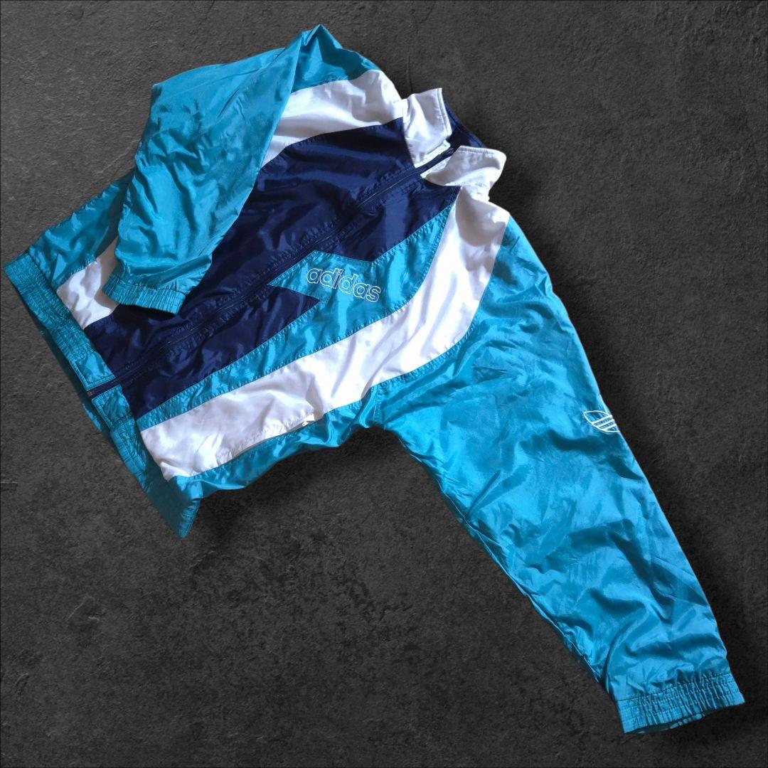 90s oldadidas アディダス ナイロンジャケット トレフォイル刺繍ロゴ