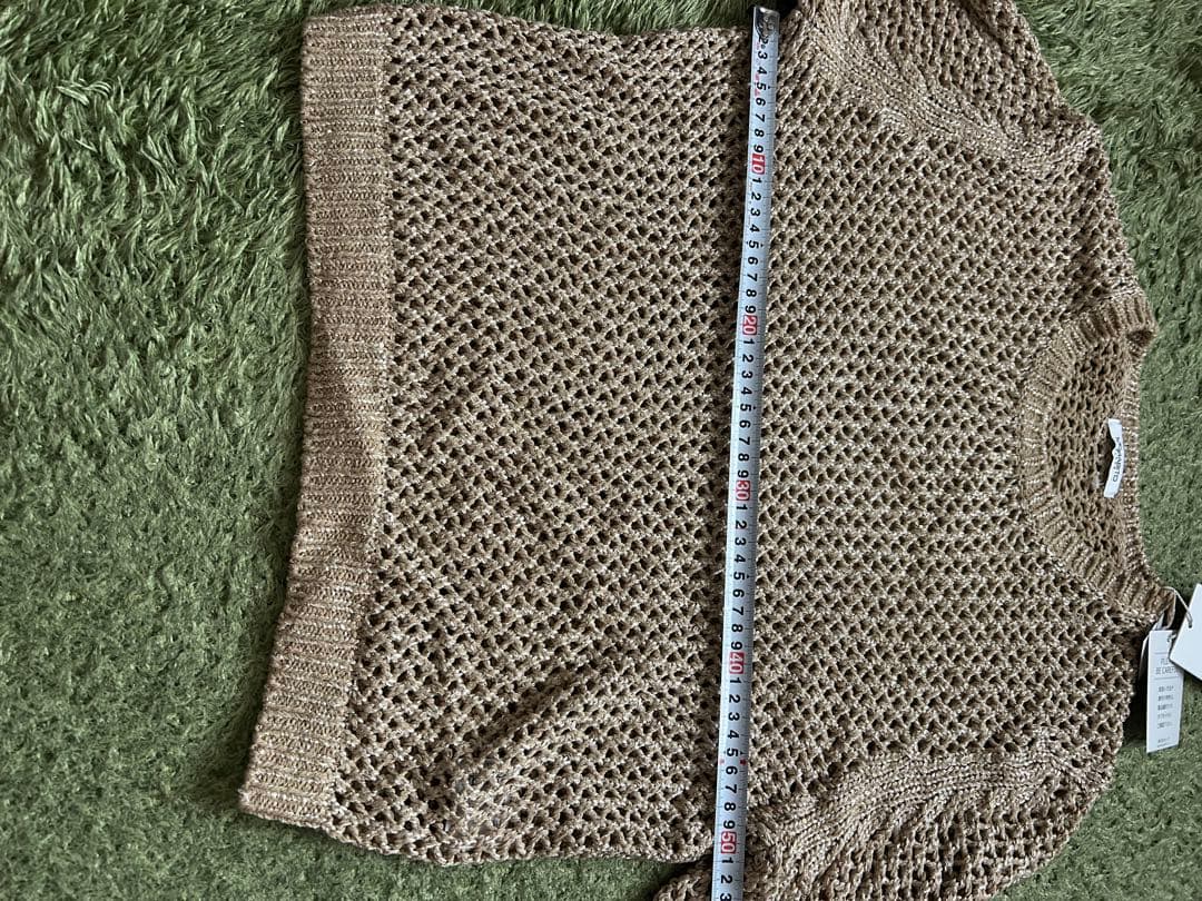 MORABITO ゴールド ニットセーター 透かし編み