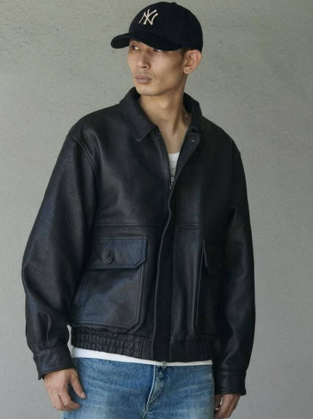 JOURNAL STANDARD ラム ダッド ヴィンテージ レザージャケット黒