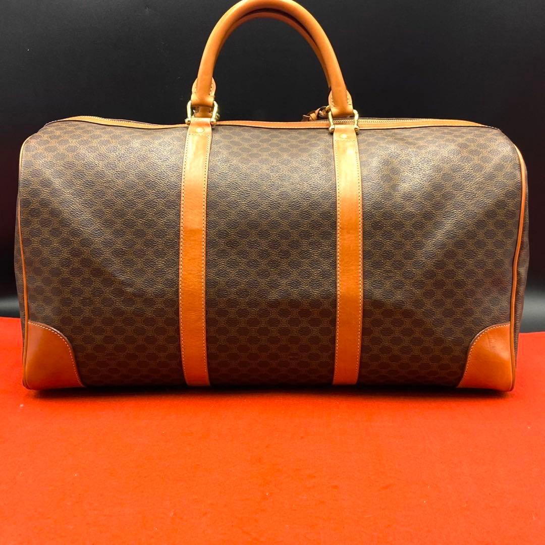 【美品】セリーヌ マカダム柄 トリオンフ ボストンバッグ レザー PVC 大容量