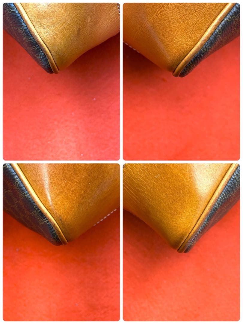 【美品】セリーヌ マカダム柄 トリオンフ ボストンバッグ レザー PVC 大容量