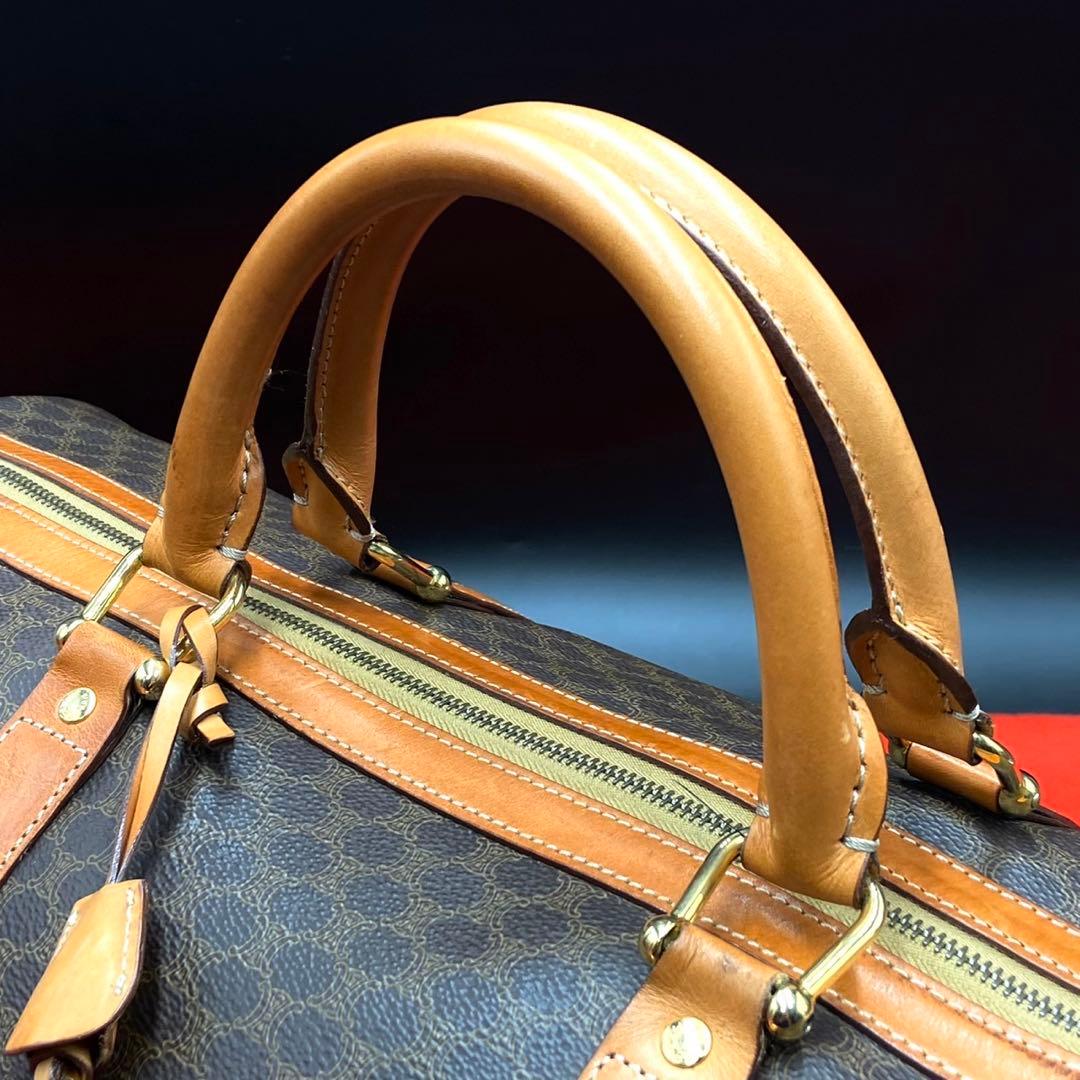 【美品】セリーヌ マカダム柄 トリオンフ ボストンバッグ レザー PVC 大容量