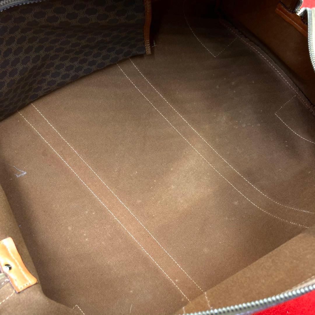 【美品】セリーヌ マカダム柄 トリオンフ ボストンバッグ レザー PVC 大容量