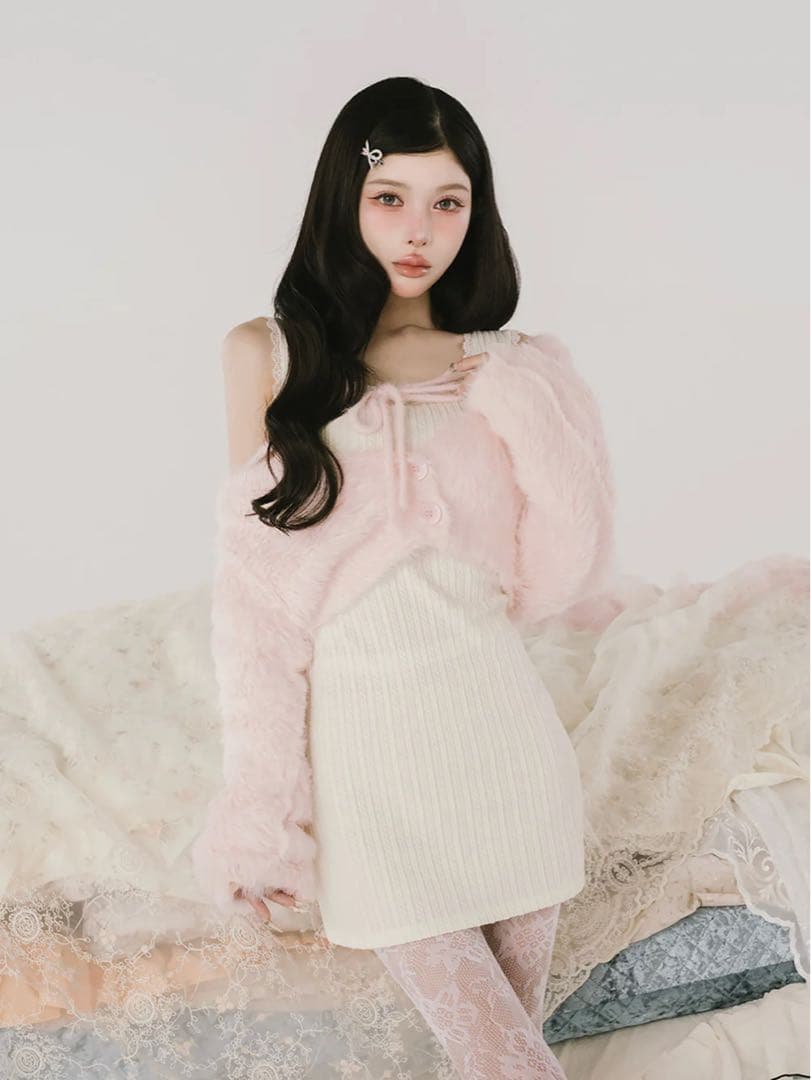 ケーブルニットソーセットミニワンピース