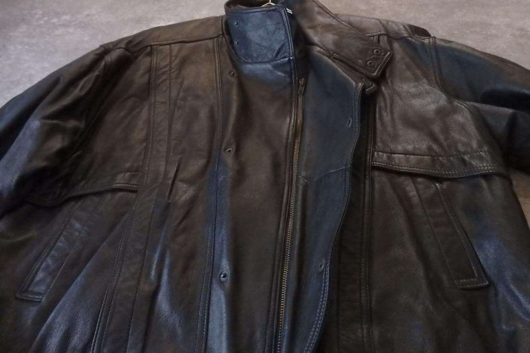 90s 日本製 MARCO ROSSINI 羊革 ラムレザージャケット 黒 XL