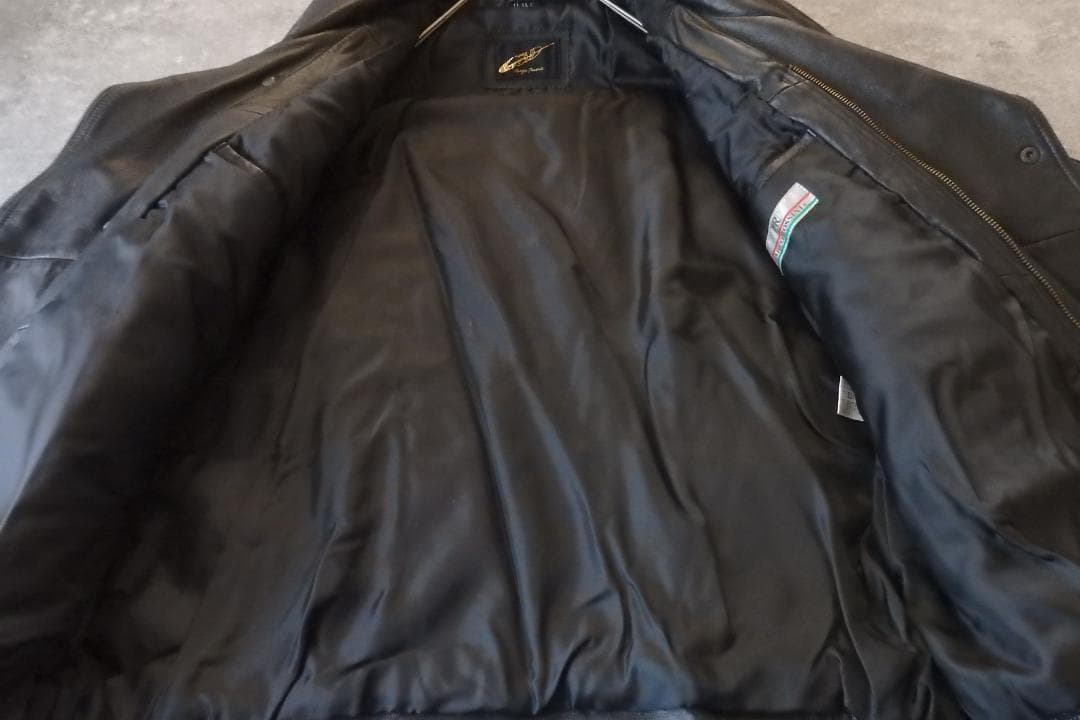 90s 日本製 MARCO ROSSINI 羊革 ラムレザージャケット 黒 XL