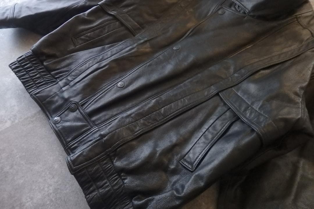 90s 日本製 MARCO ROSSINI 羊革 ラムレザージャケット 黒 XL