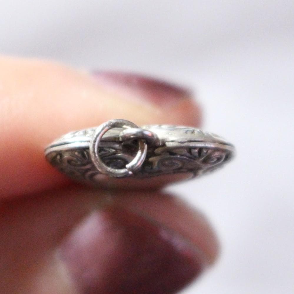 30s　スウィートハートジュエリー　両面　アールデコ　シルバー 波　唐草　渦巻