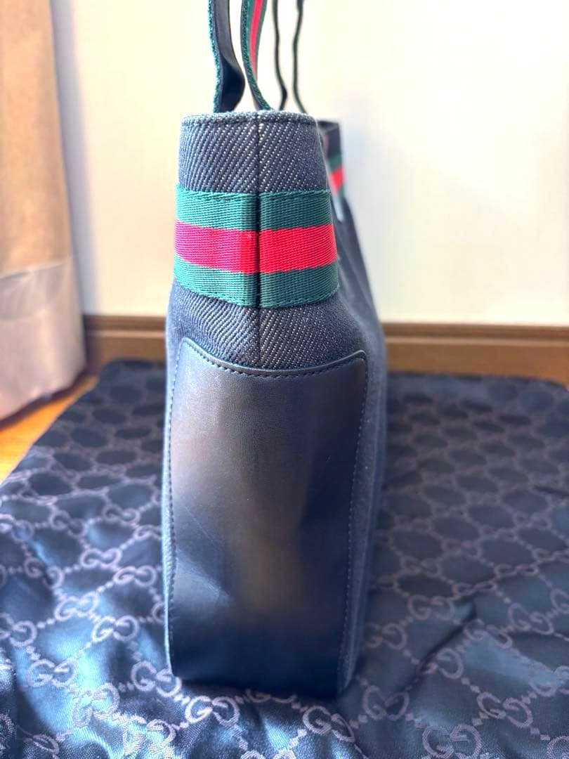 【美品】Gucci シェリーライン デニム✖️レザー トートバッグ 保存袋あり