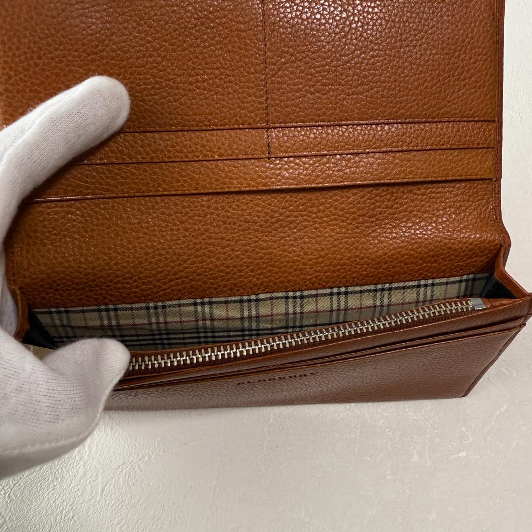 美品✨BURBERRY バーバリー 長財布 レザー ブラウン 内側ノバチェック