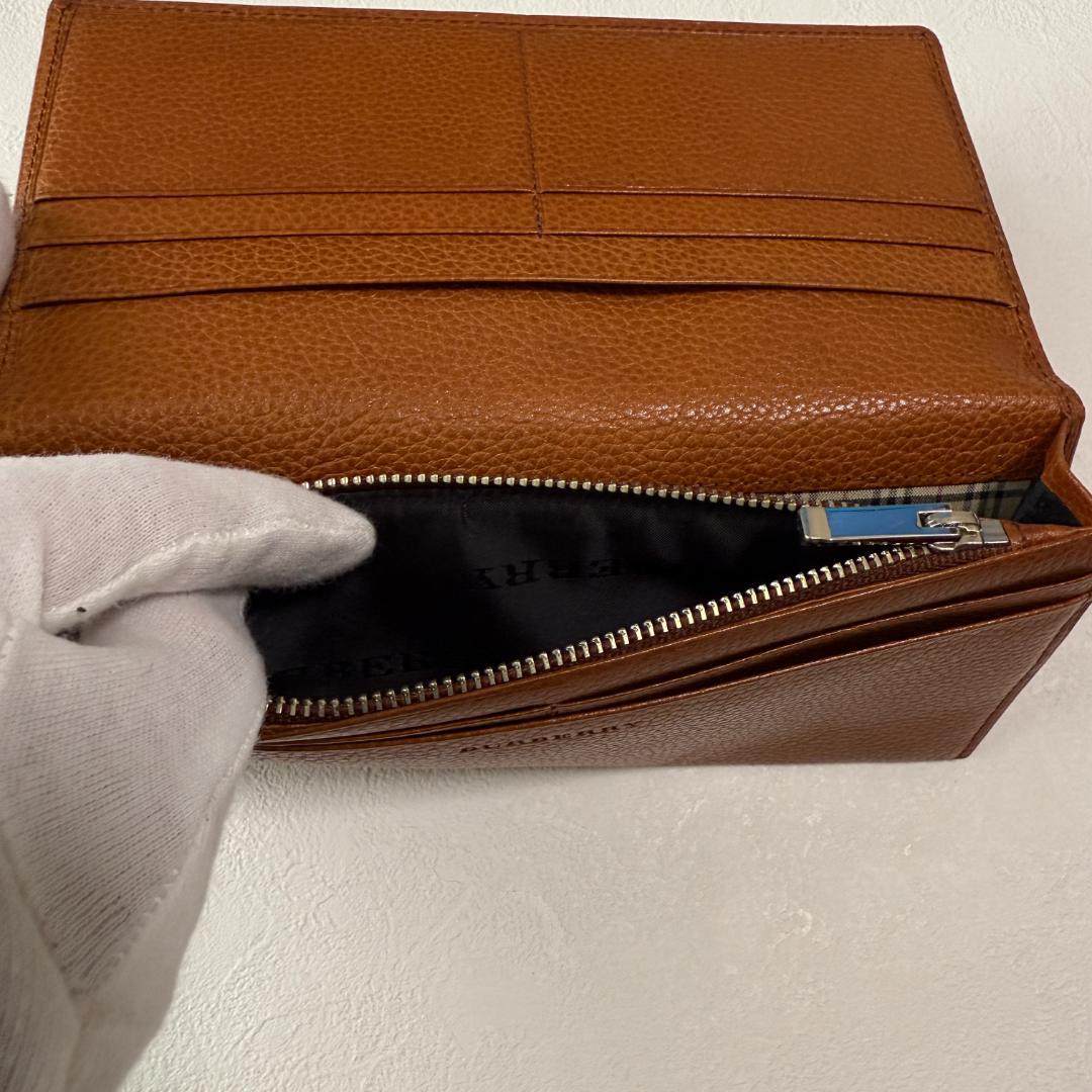 美品✨BURBERRY バーバリー 長財布 レザー ブラウン 内側ノバチェック