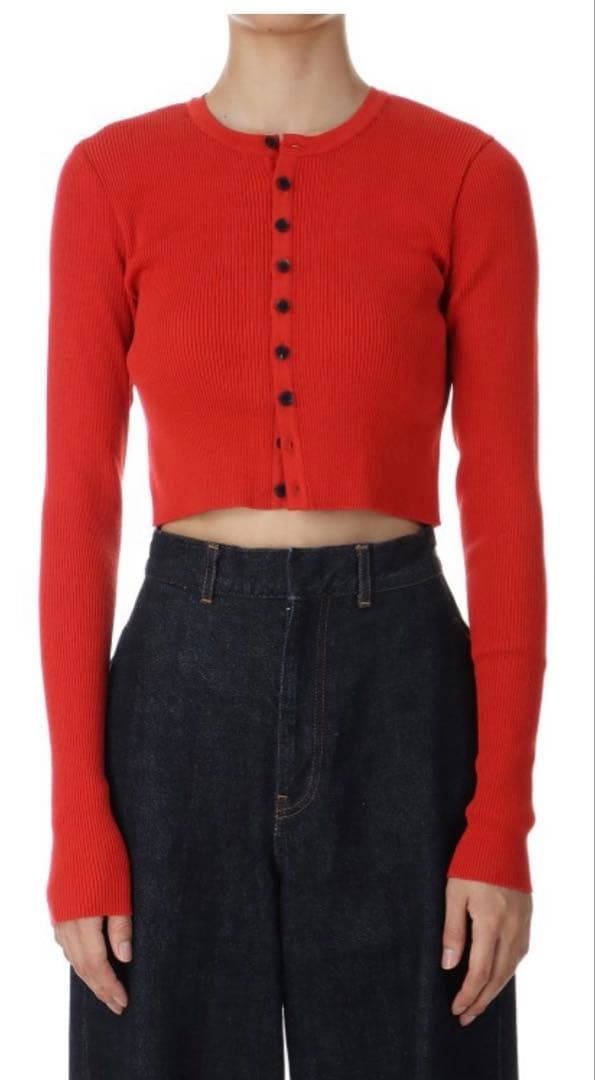 auralee RIB KNIT SHORT CARDIGAN レッド