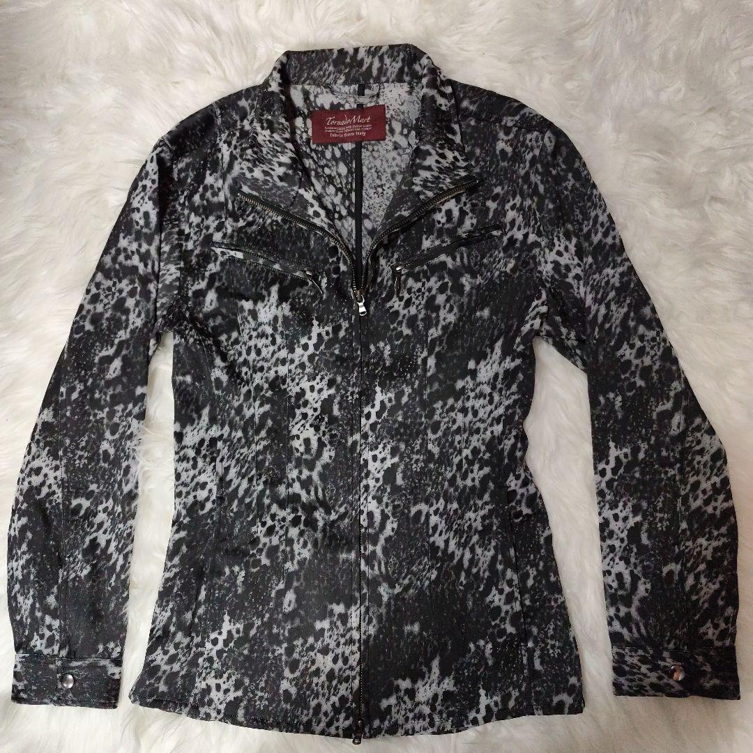 未使用に近い　トルネードマート豹柄 ブラック×グレージャケット　サイズＬ