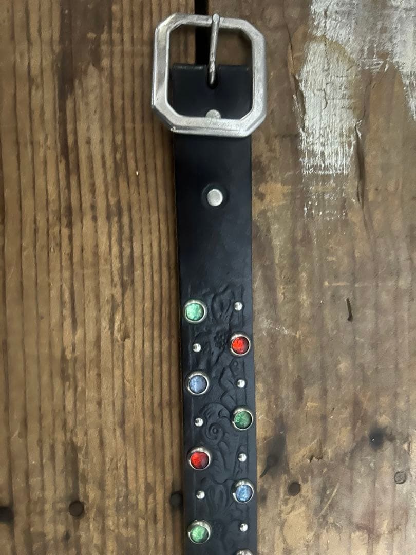 34inc HTCカラフルストーン付き黒レザーベルト