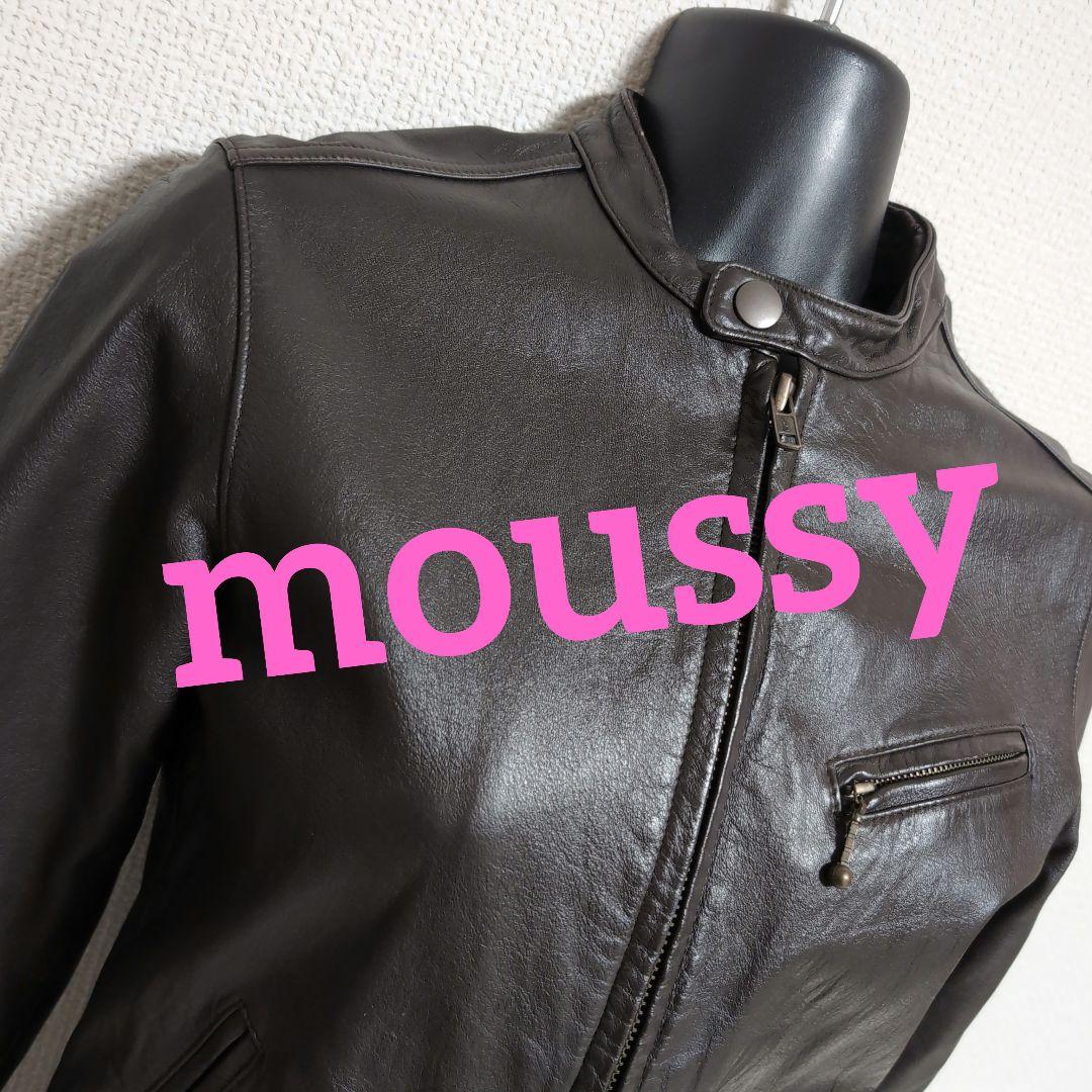 ef26 moussy ブラウン シングル ライダース ジャケット レディースM