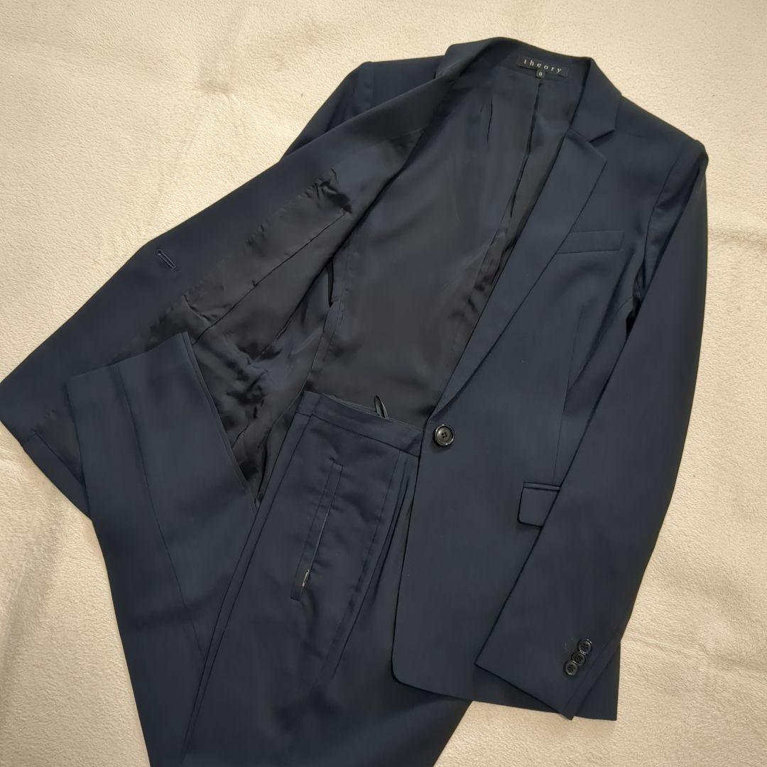 極美品 セオリー TAILER パンツスーツ セットアップ ネイビー 無地