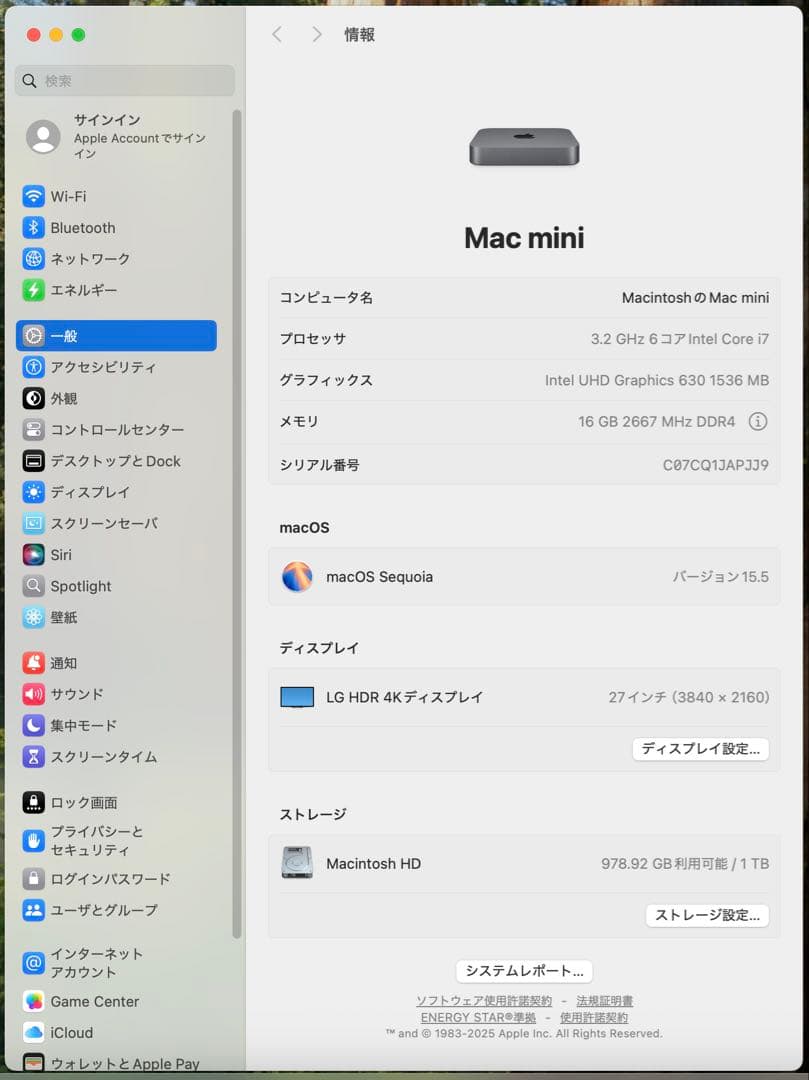 美品ハイスペックMac mini 6コアi7（2018）