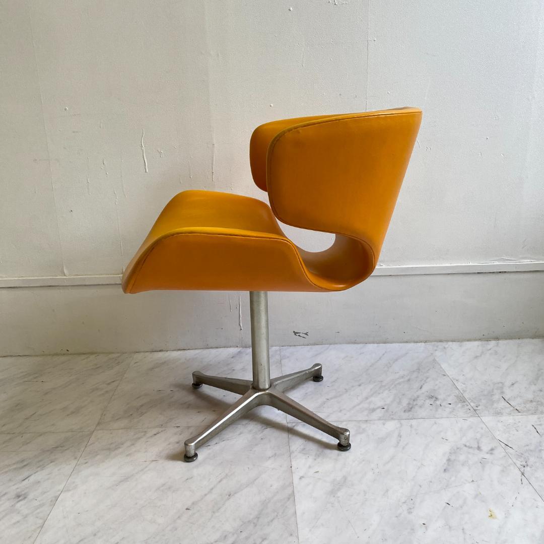 ヴィンテージ 剣持勇 天童木工 カブトチェア ロビーチェア オレンジ 合皮 希少