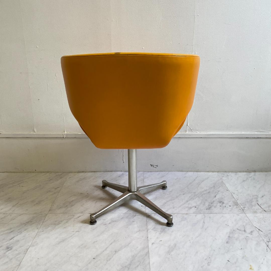 ヴィンテージ 剣持勇 天童木工 カブトチェア ロビーチェア オレンジ 合皮 希少