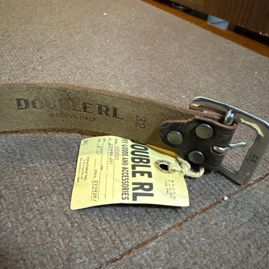 未使用 DOUBLE RL エンボス加工レザーベルト 32