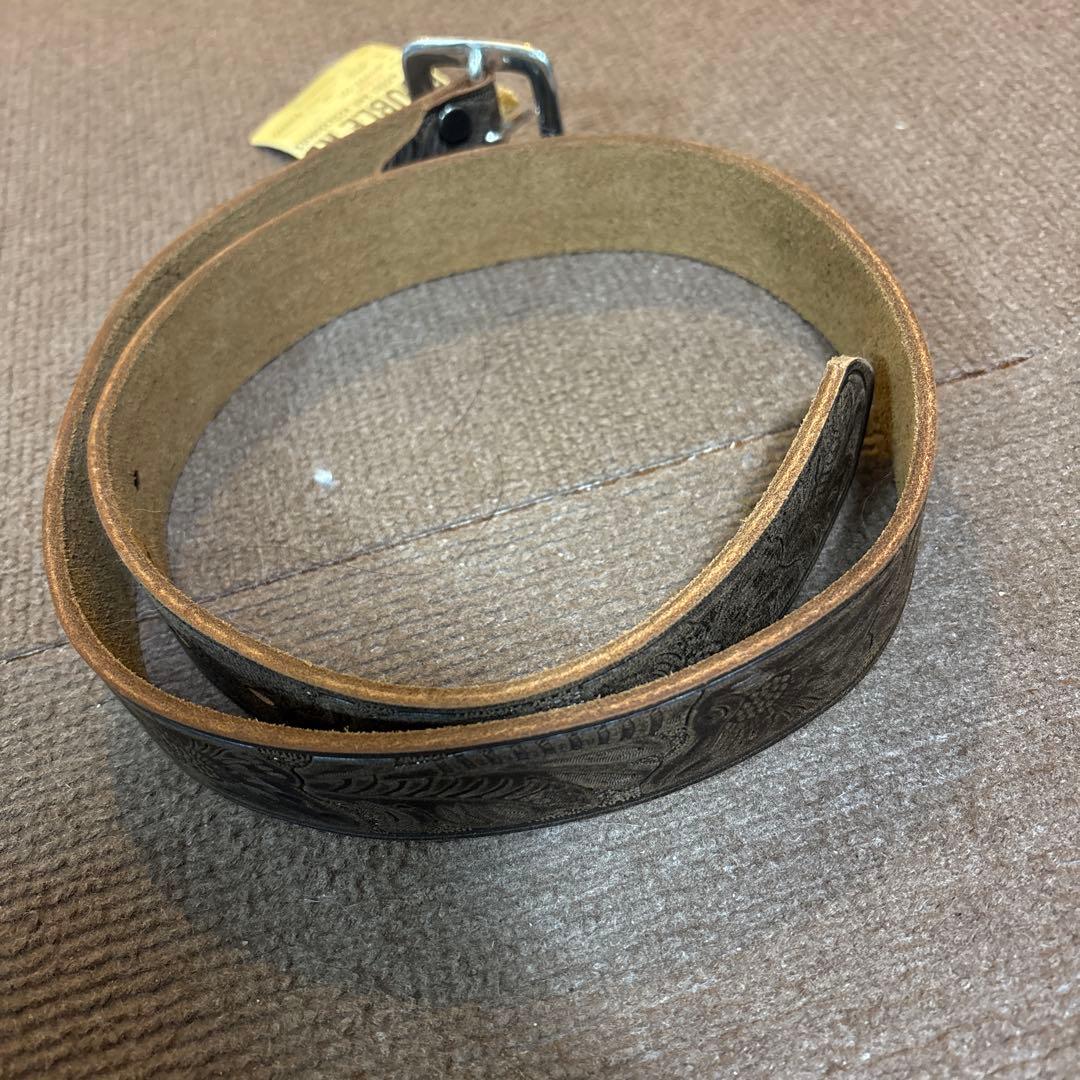 未使用 DOUBLE RL エンボス加工レザーベルト 32