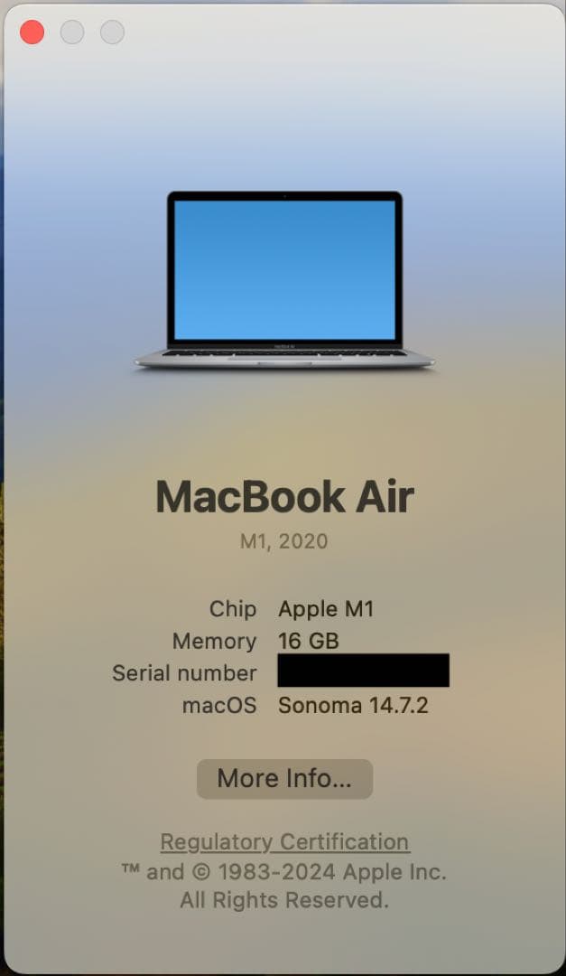 スマホ・タブレット・パソコン MacBook Air M1 2020, 16GB Mem, 512GB