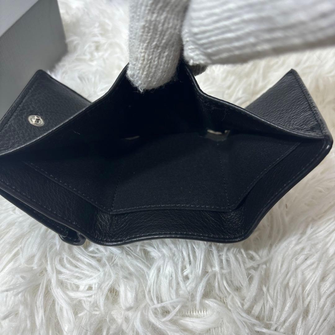 美品✨【バレンシアガ】ペーパーミニウォレット　三つ折り財布　黒