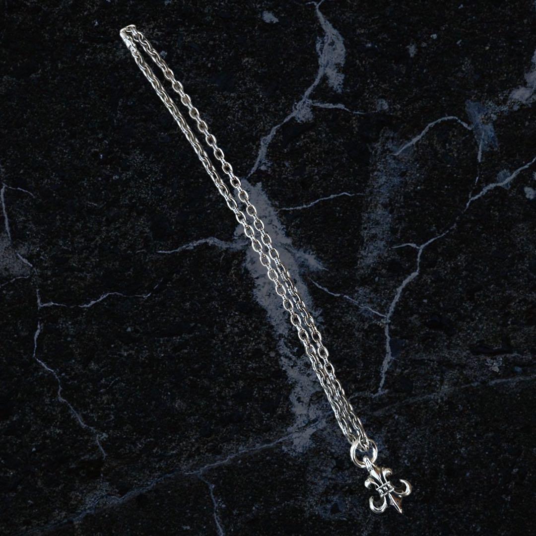 ユリの紋章　新品 シルバー925 ペーパーチェーン フレア ネックレスセット