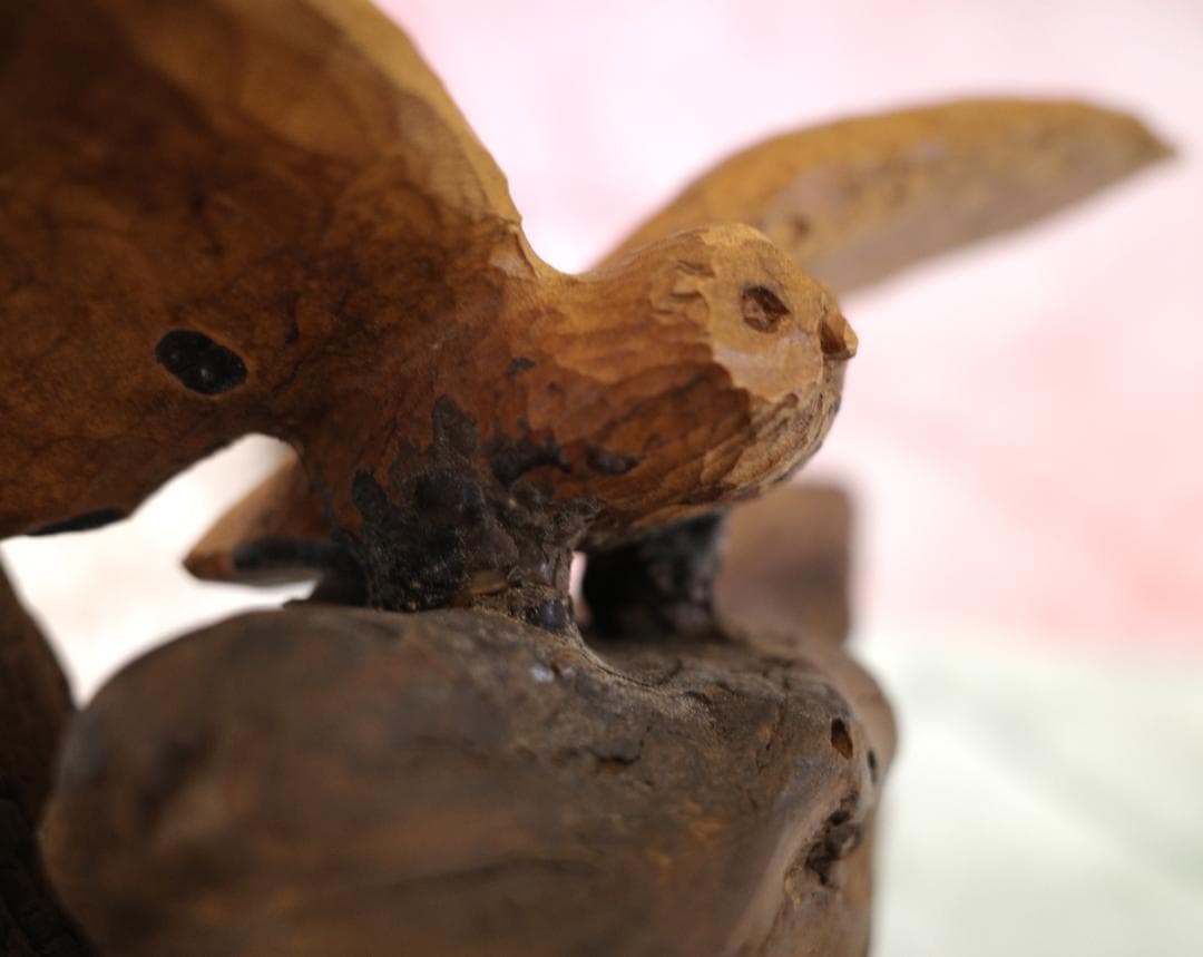 工房がんま フクロウの木彫り 流木