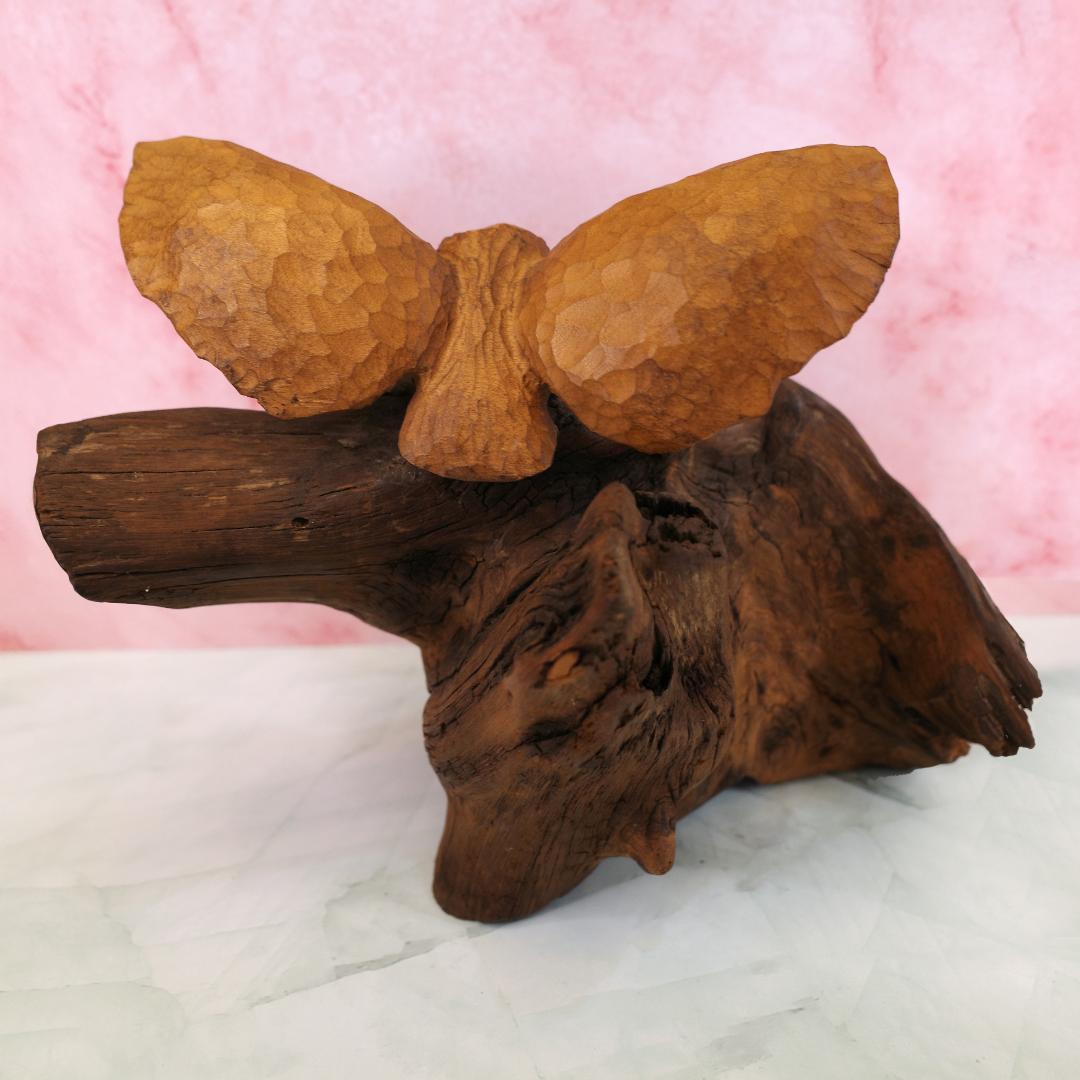 工房がんま フクロウの木彫り 流木