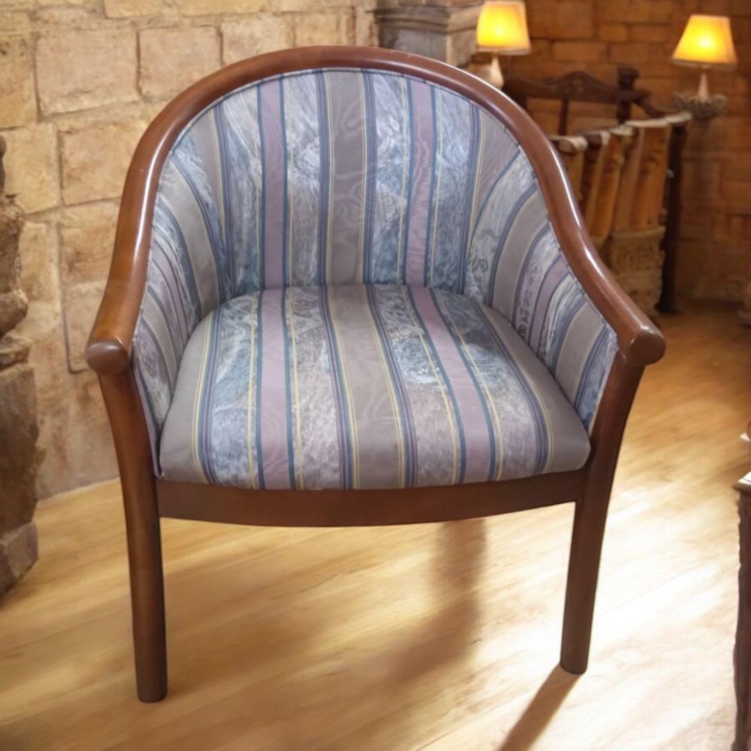 北欧レトロ モダン 木製 椅子 アームチェア ラウンジチェア ファブリック 高級