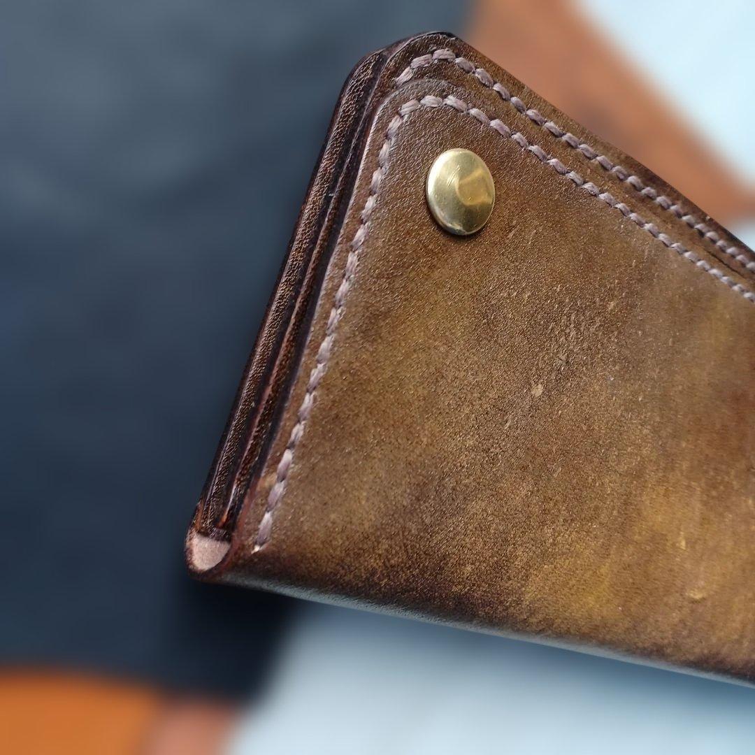 トラッカーウォレット　ロング　グラデーション染め　ダークイエロー～ブラウン