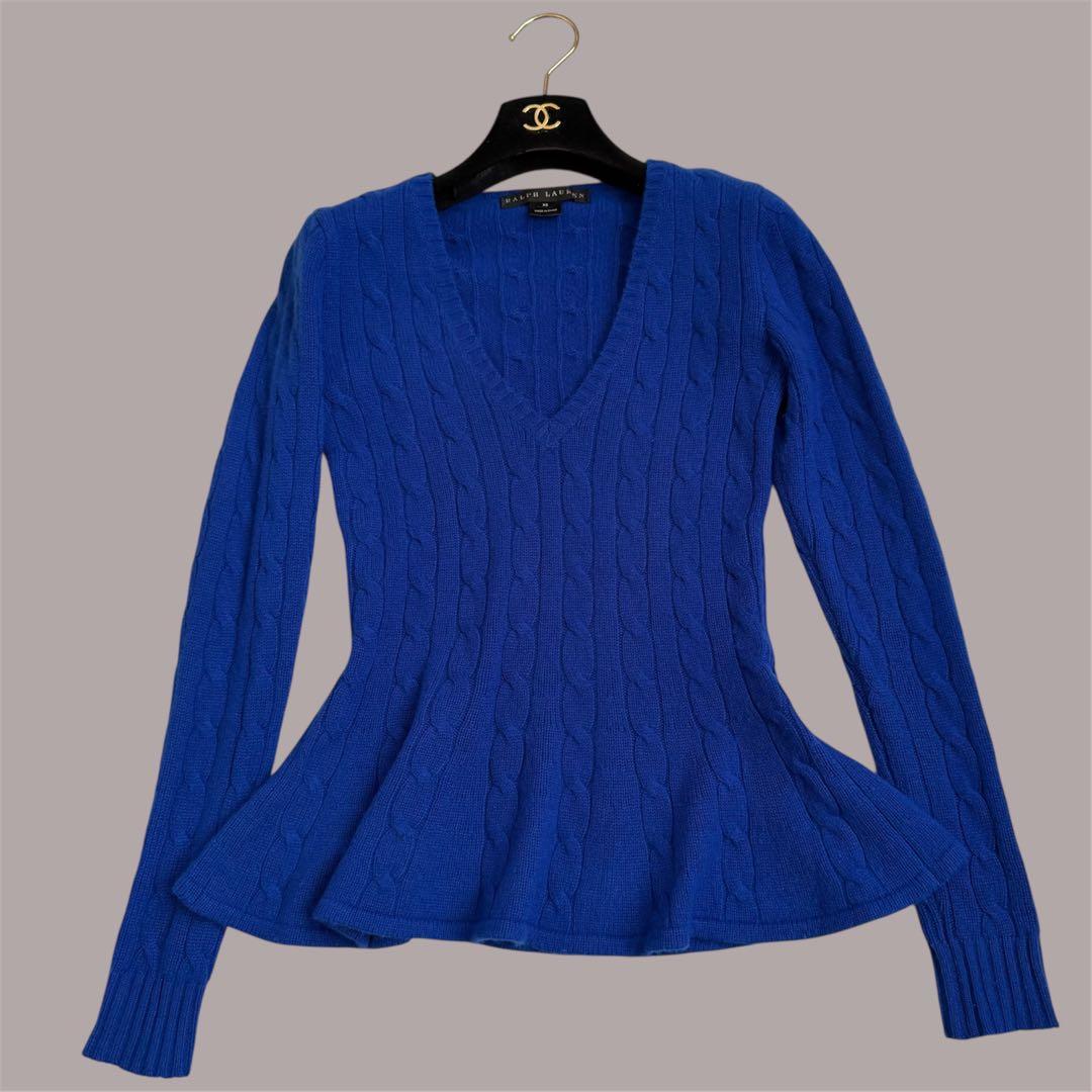 Ralph Lauren ♡ カシミヤ100% Vネック ケーブル編みニット