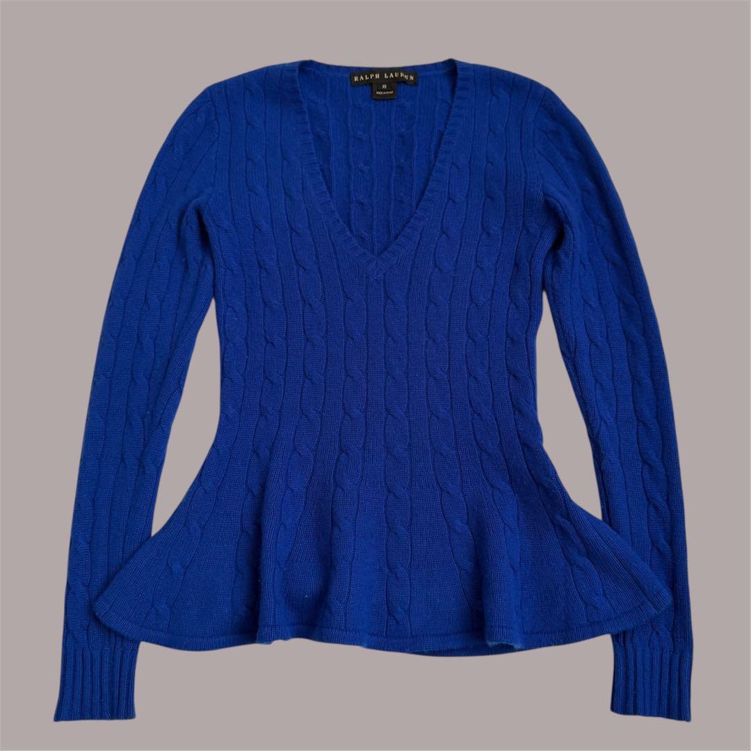 Ralph Lauren ♡ カシミヤ100% Vネック ケーブル編みニット