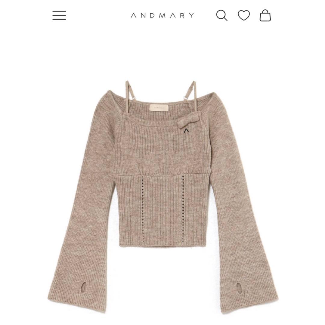 トップス ANDMARY Baby ribbon knit tops brown