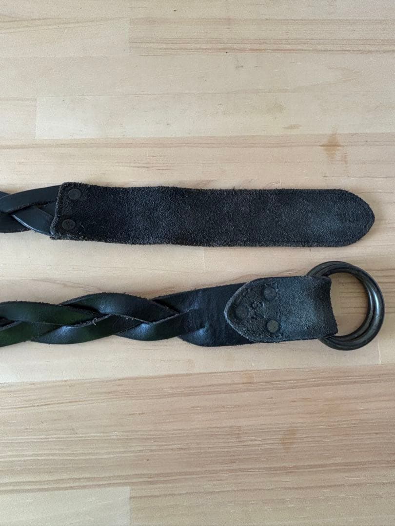 オ*ジ様 RRL レザー ダブルリングベルト ブラック 34インチ ダブルアール