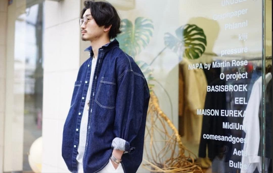 Graphpaper ダークデニム 長袖シャツ　M