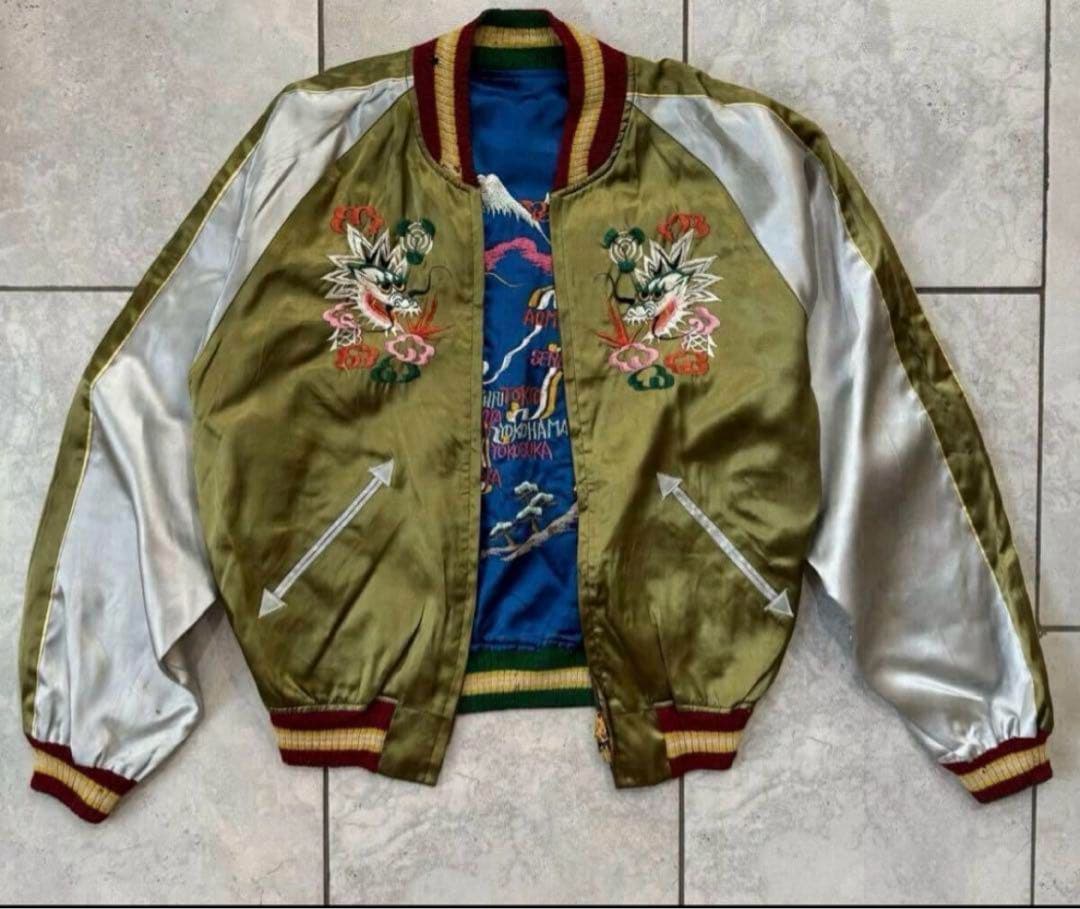【超希少】50s ヴィンテージ　スカジャン　双龍　ykkジップ
