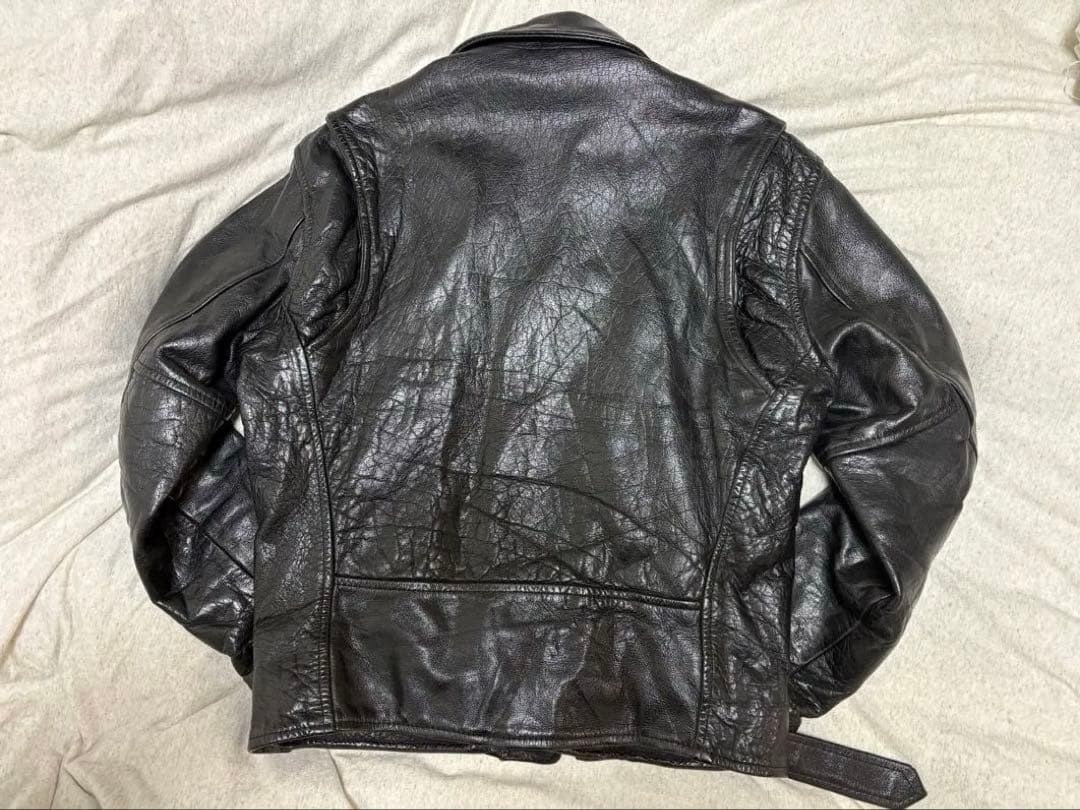 ブラックレザー ダブルライダースジャケット